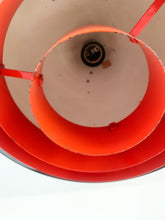 Load image into Gallery viewer, Pendant Designed By Jo Hammerborg In The 70's! This Chrome and Red Lamp Was Produced In Denmark By Fog & Morup.