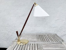 Load image into Gallery viewer, Th. Valentiner / Poul Dinesen. Teak And Brass Table Lamp, Mid-20th Century