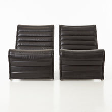 Load image into Gallery viewer, Pair of Eric Sigfrid Persson (Sweden, 1906-1992) Chairs. - Black Leather, Aluminum Frame - 1960/70 - Pair Of Lounge Chairs