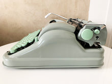 Load image into Gallery viewer, Typewriter Green Hermes Media 3 Round - Portable Typewriter - Perfectly Working - 1960 - Perfect Gift For The Writer - AZERTY Keyboard