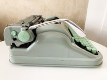 Load image into Gallery viewer, Typewriter Green Hermes Media 3 Round - Portable Typewriter - Perfectly Working - 1960 - Perfect Gift For The Writer - AZERTY Keyboard