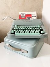 Load image into Gallery viewer, Typewriter Green Hermes Media 3 Round - Portable Typewriter - Perfectly Working - 1960 - Perfect Gift For The Writer - AZERTY Keyboard