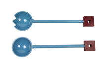 Load image into Gallery viewer, Vintage Alessi Michael Graves Salad Servers — Blue &amp; Red Playful Postmodern Design
