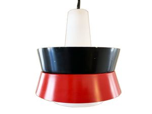 Fog and Moerup Pendant Light - Danish Mid-century - Vintage Lamp - Red & Black - 1960s design