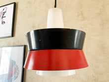 Charger l&#39;image dans la galerie, Fog and Moerup Pendant Light - Danish Mid-century - Vintage Lamp - Red &amp; Black - 1960s design
