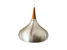 Load image into Gallery viewer, Jo Hammerborg - &#39;Orient&#39; Pendant Lamp With Aluminum Shade, Black Lacquered Wooden Top. H. 36, Ø 34 cm. Manufactured by Fog and Mørup, 1960s.
