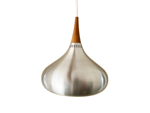 Jo Hammerborg - 'Orient' Pendant Lamp With Aluminum Shade, Black Lacquered Wooden Top. H. 36, Ø 34 cm. Manufactured by Fog and Mørup, 1960s.