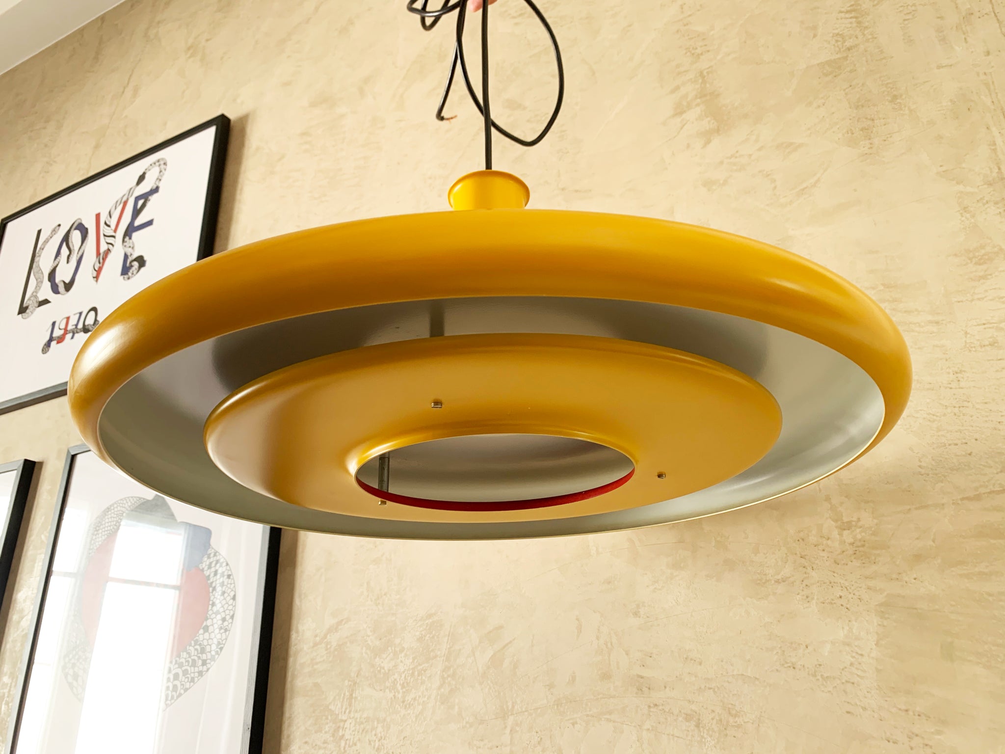 1970s Original Yellow Pendant - Produced In Denmark By Fog & Morup