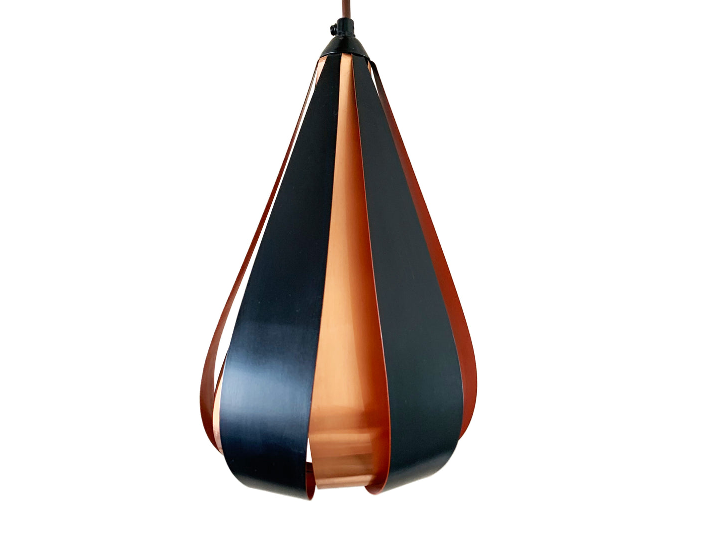 Lampe à suspension Werner Schou en cuivre et métal laqué noir - Mid-century scandinave - Lampe vintage