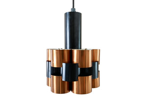 Werner Schou Pendant Lamp Made Of Copper And Black Lacquered Metal - Scandinavian Mid-century - Vintage Lamp - Produced By Coronell Electro