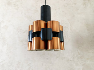 Werner Schou Pendant Lamp Made Of Copper And Black Lacquered Metal - Scandinavian Mid-century - Vintage Lamp - Produced By Coronell Electro