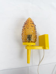 Wall Lamp in Yellow Plast and Glass