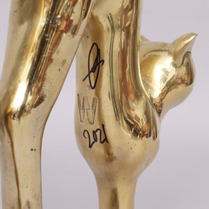 Gold Patinated Bronze Sculpture "The Cat" by Andreas Wargenbrant - Caster's stamp and Hand Signed