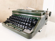 Load image into Gallery viewer, Typewriter Green Bakelite By Voss - Gorgeous Rare Old Typewriter - Professionally Serviced - Working Typewriter - AZERTY Keyboard
